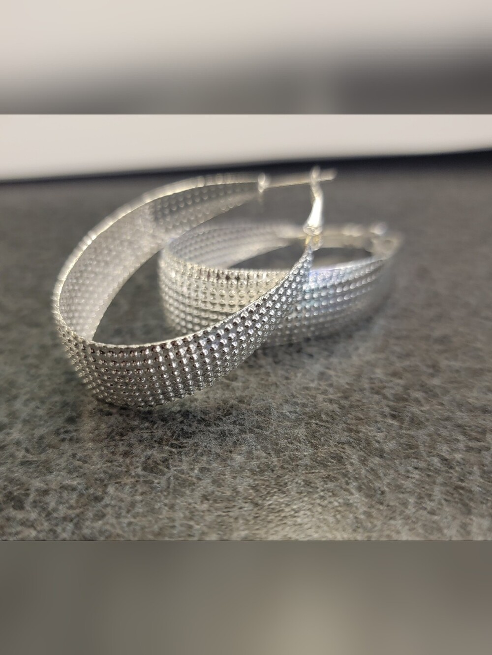Silver Textured Hoop Earrings